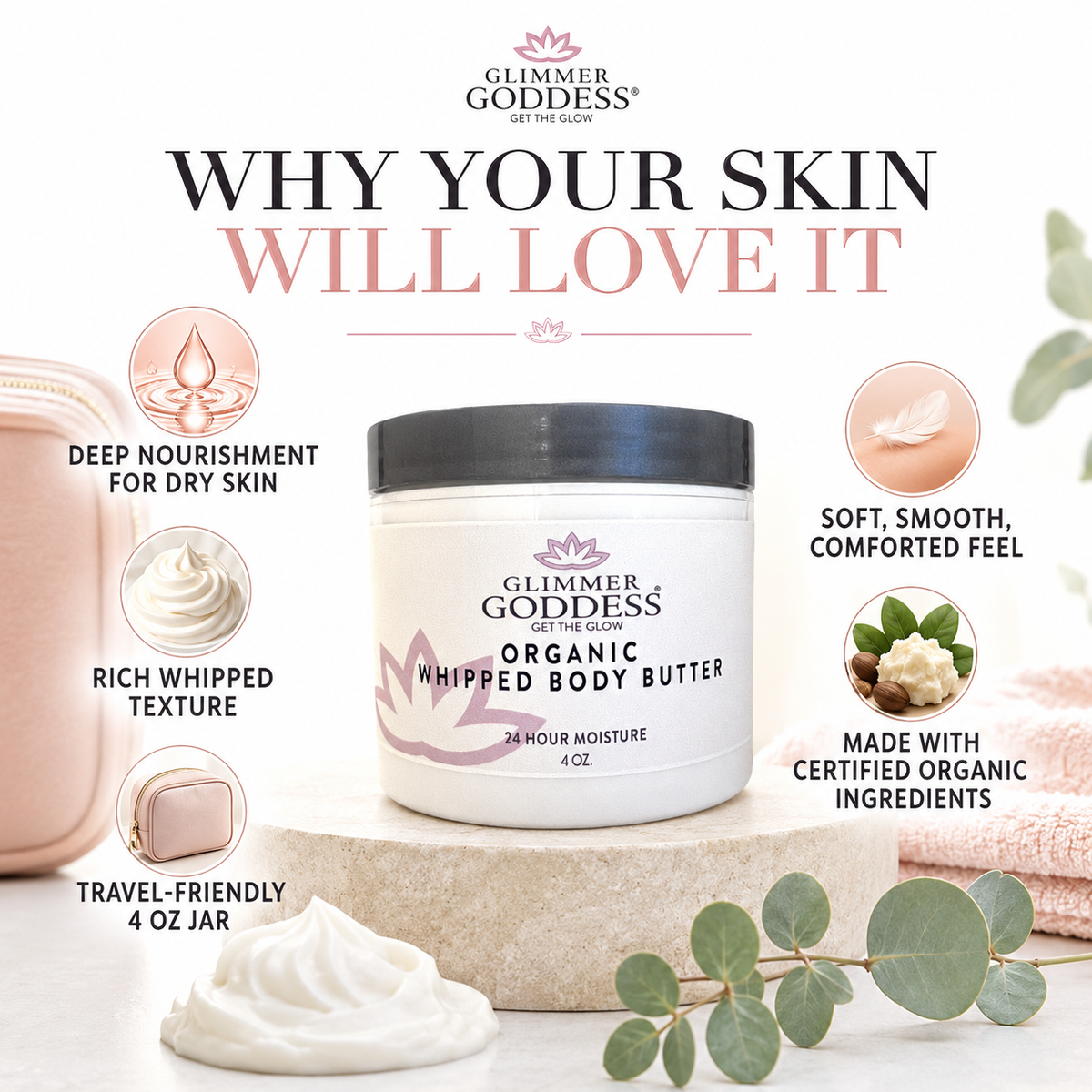Organic Whipped Body Butter 4 oz – Travel Size