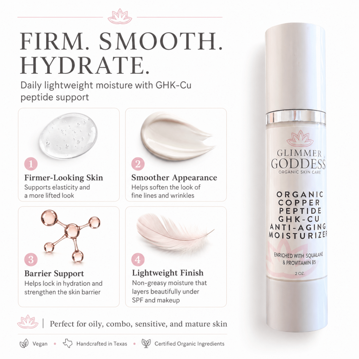 Organic Copper Peptide Moisturizer – Firming & SmoothingMoisturizers