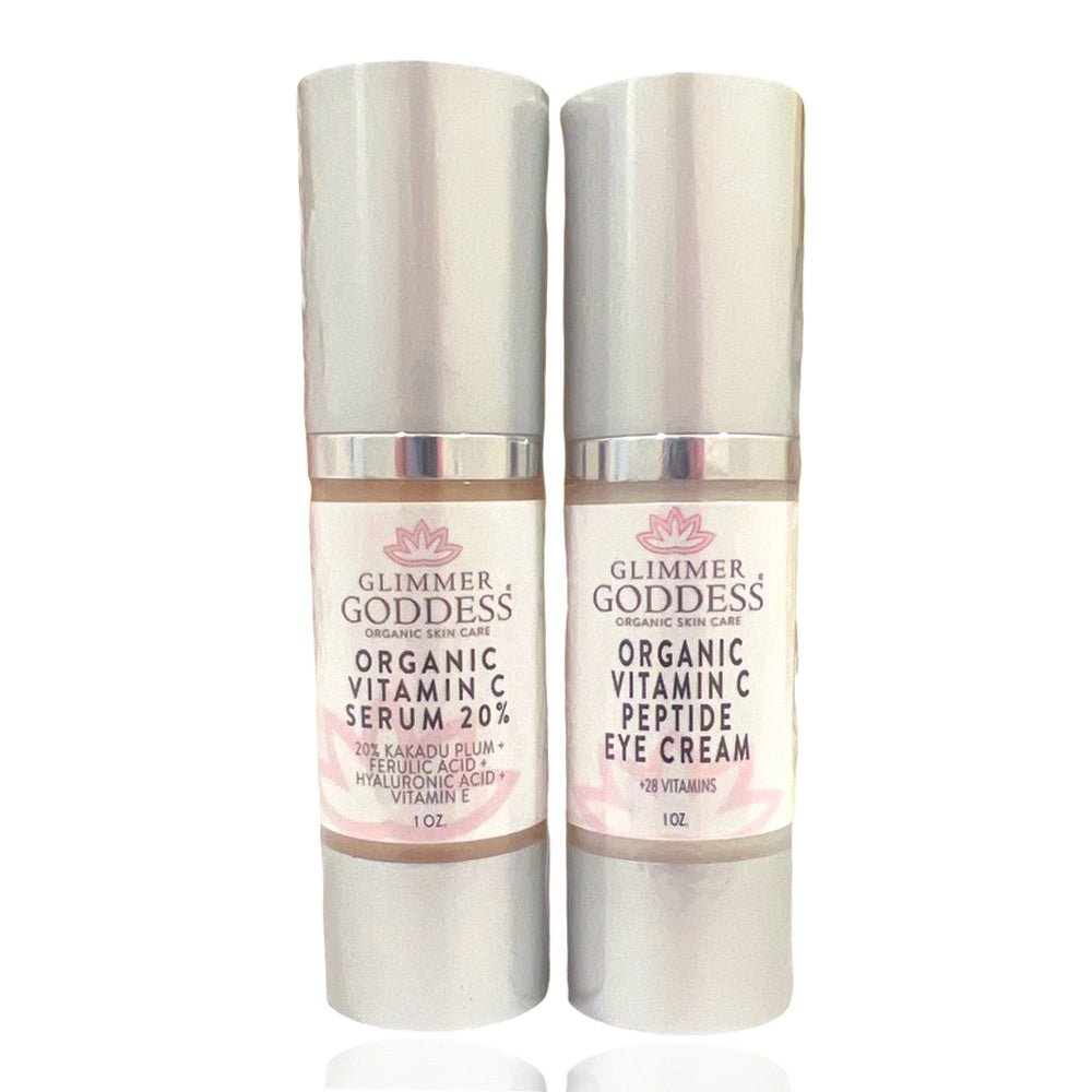 Organic Vitamin C Glow Duo – 20% Vitamin C Serum + Peptide Eye Serum for Radiant SkinSerums