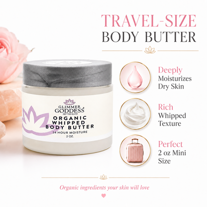 Organic Whipped Body Butter 2 oz – Mini Travel Size for Dry Skin & Eczema