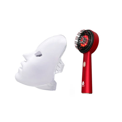 7 - Color Facial Therapy Mask + 3 - in - 1 LED Scalp & Hair Treatment BrushBeauty & Personal Care