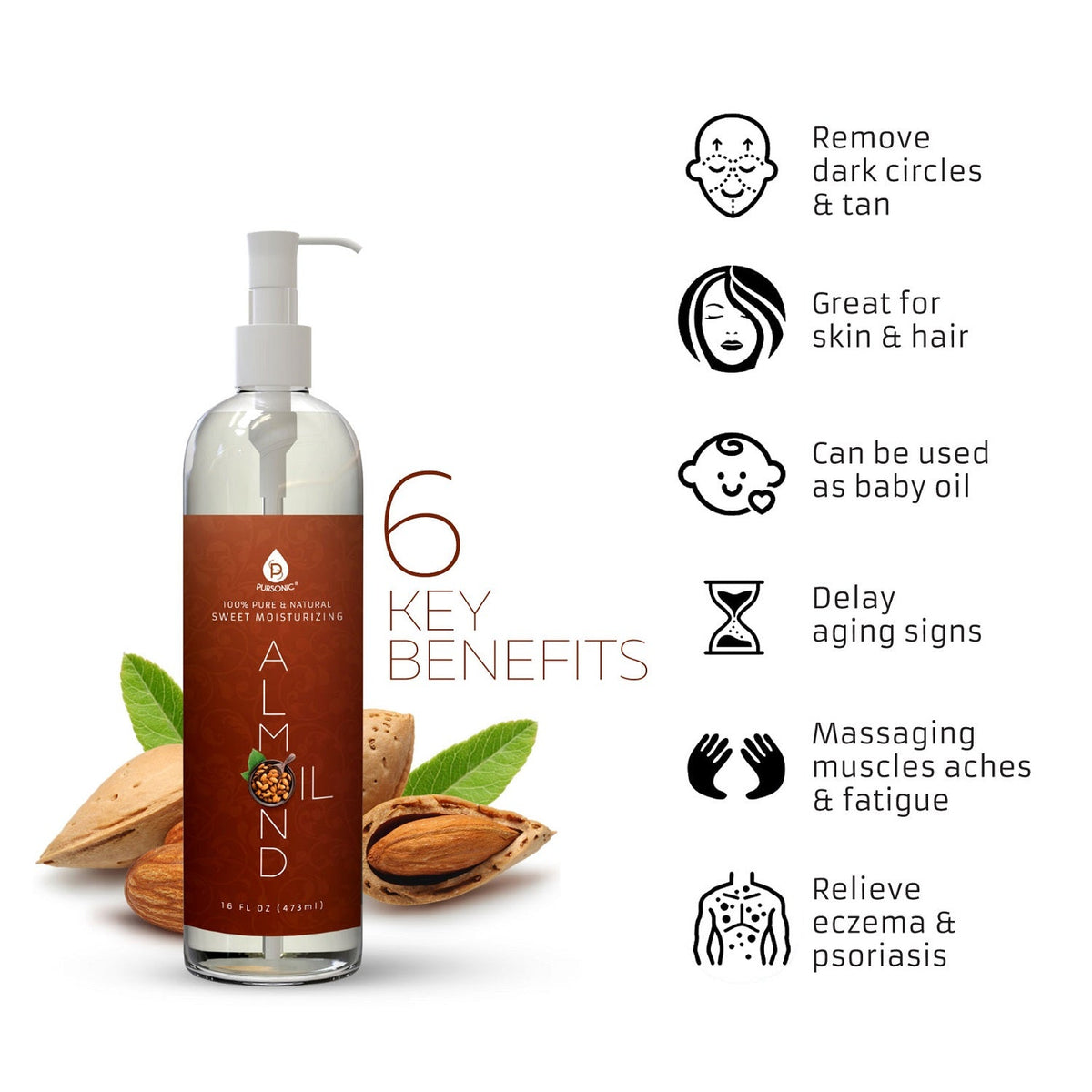 The Ultimate Hair & Skin Restoration Bundle: LED Therapy Brush, Castor Oil, Sweet Almond Oil, & Fractionated Coconut Oil-4