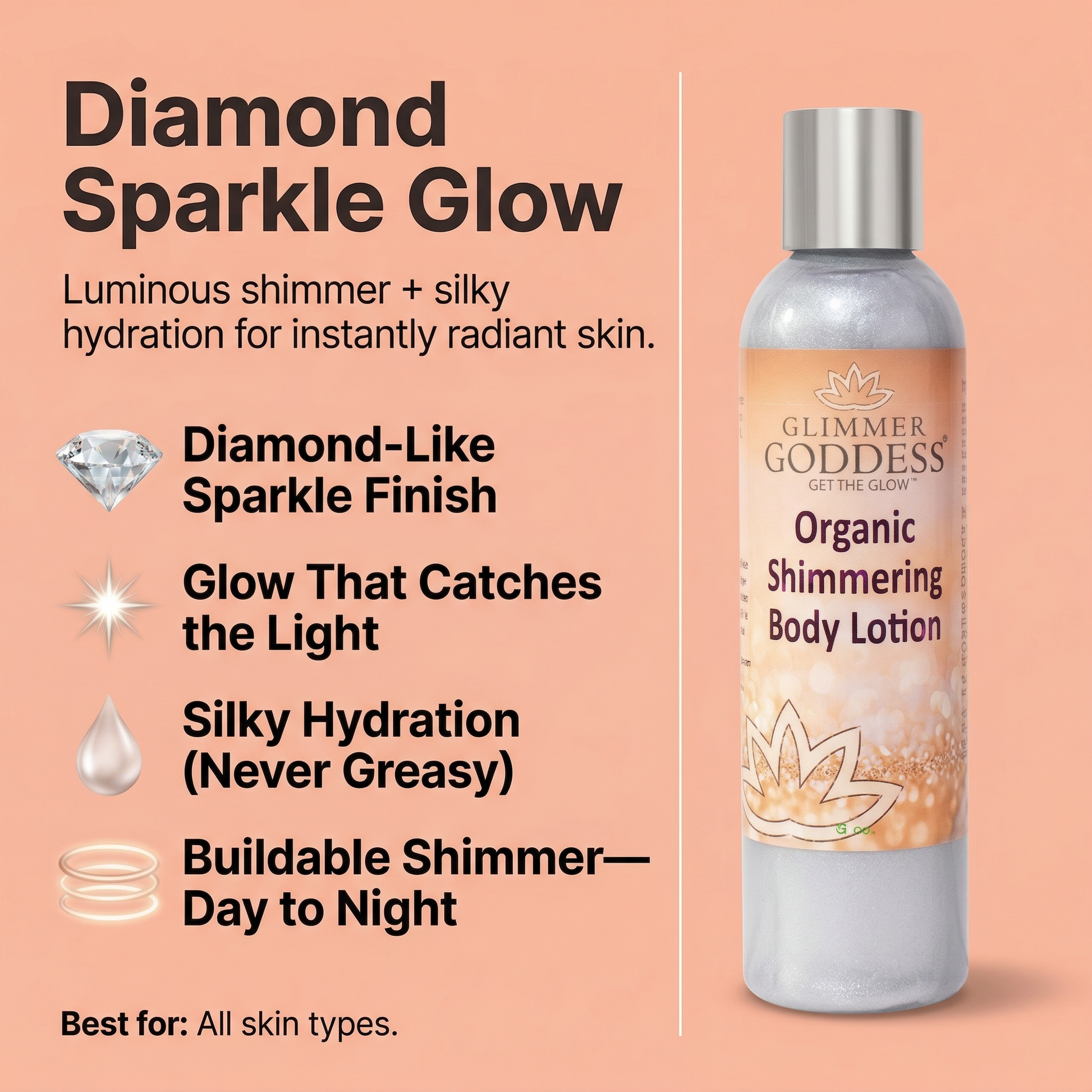 Organic Diamond Shimmer Body Lotion – Buildable Luminous Glow-1