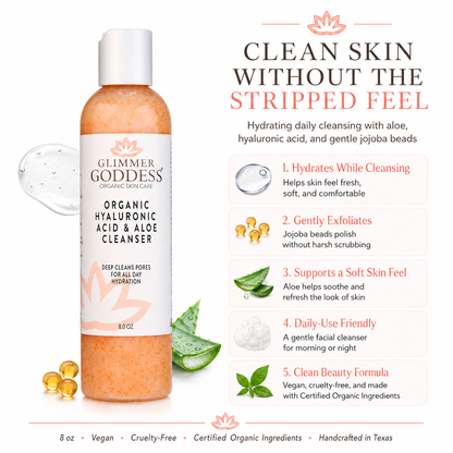 Organic Hydrating Facial Cleanser with Exfoliating Jojoba Beads – 8 oz-4