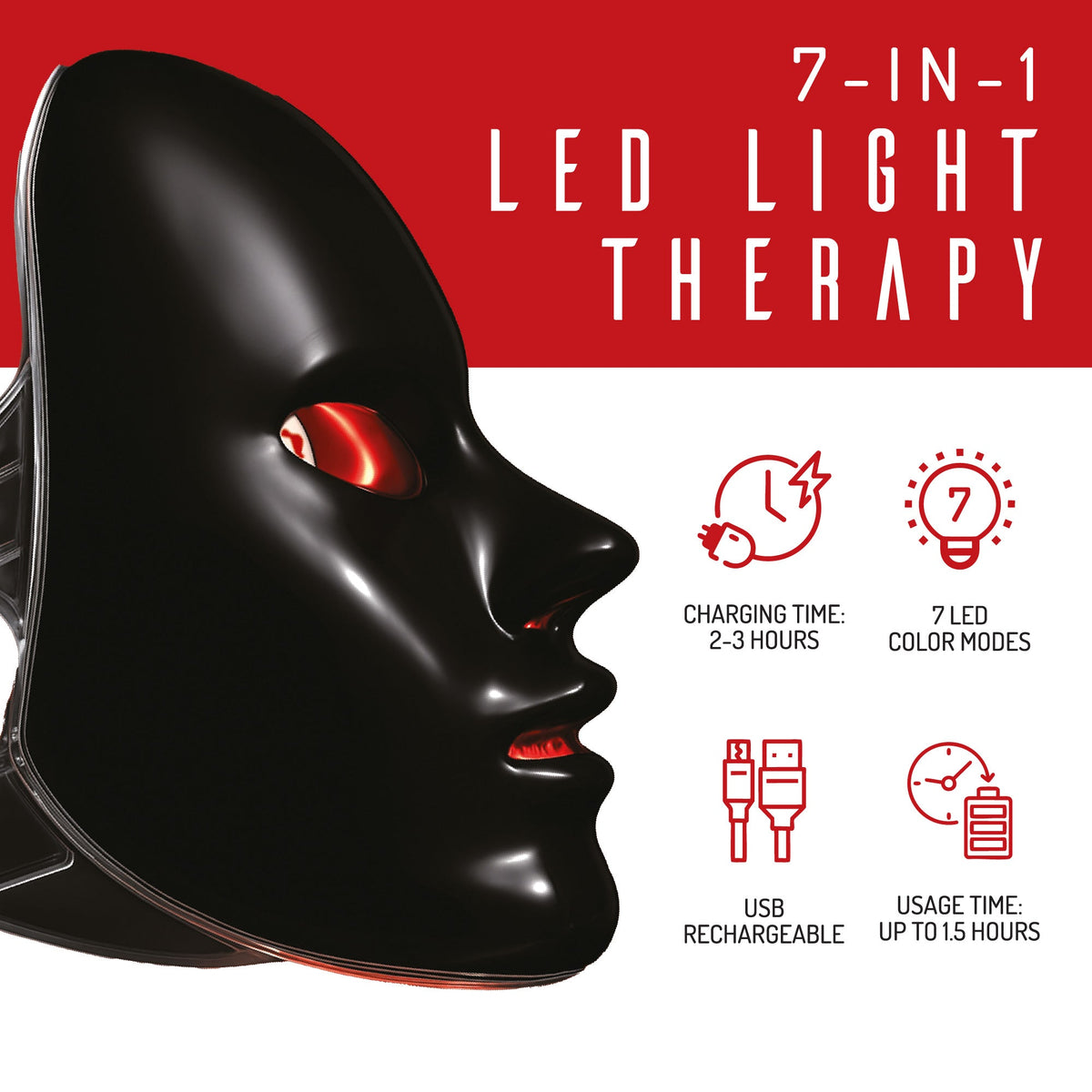 His & Hers Professional Glow at Home: 7-in-1 LED Light Therapy Face Mask-2