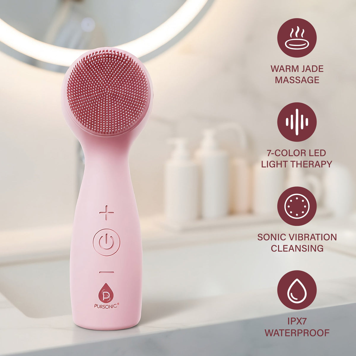 3-in-1 Sonic Facial Cleanser with Heated Jade & 7-Color LED Light Therapy – Pursonic Radiance Device-1