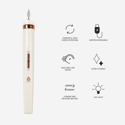 Professional Rechargeable Manicure & Pedicure Kit – High-Speed Nail Drill with LED Light & Precision Nail Care Heads-1