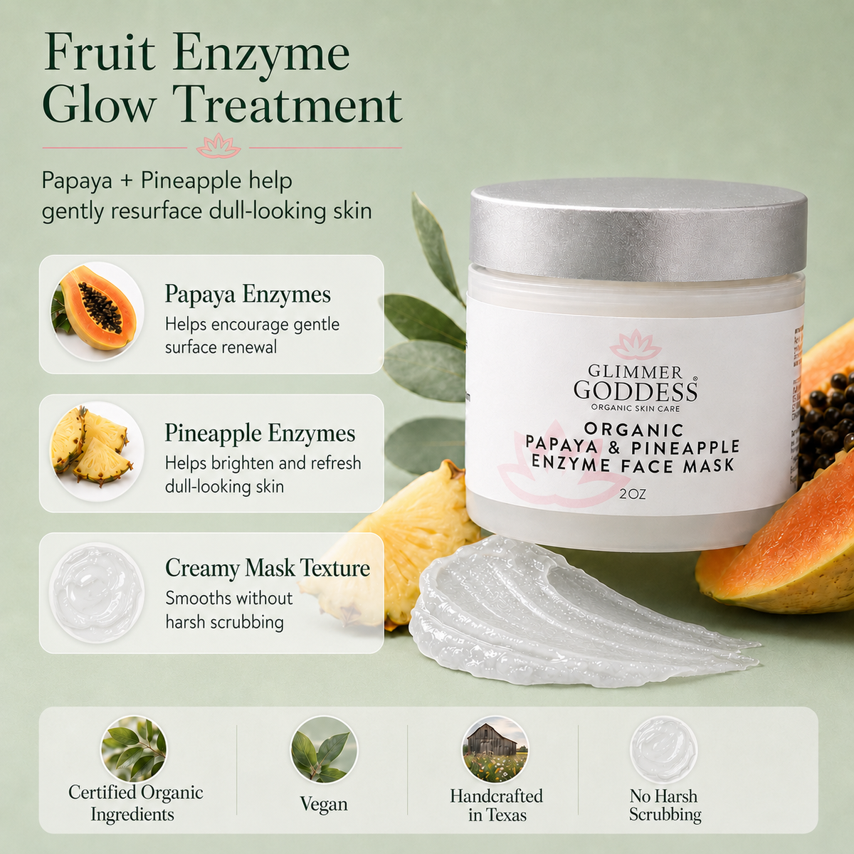 Organic Papaya Pineapple Enzyme Face Mask – Gentle Exfoliating Treatment-3
