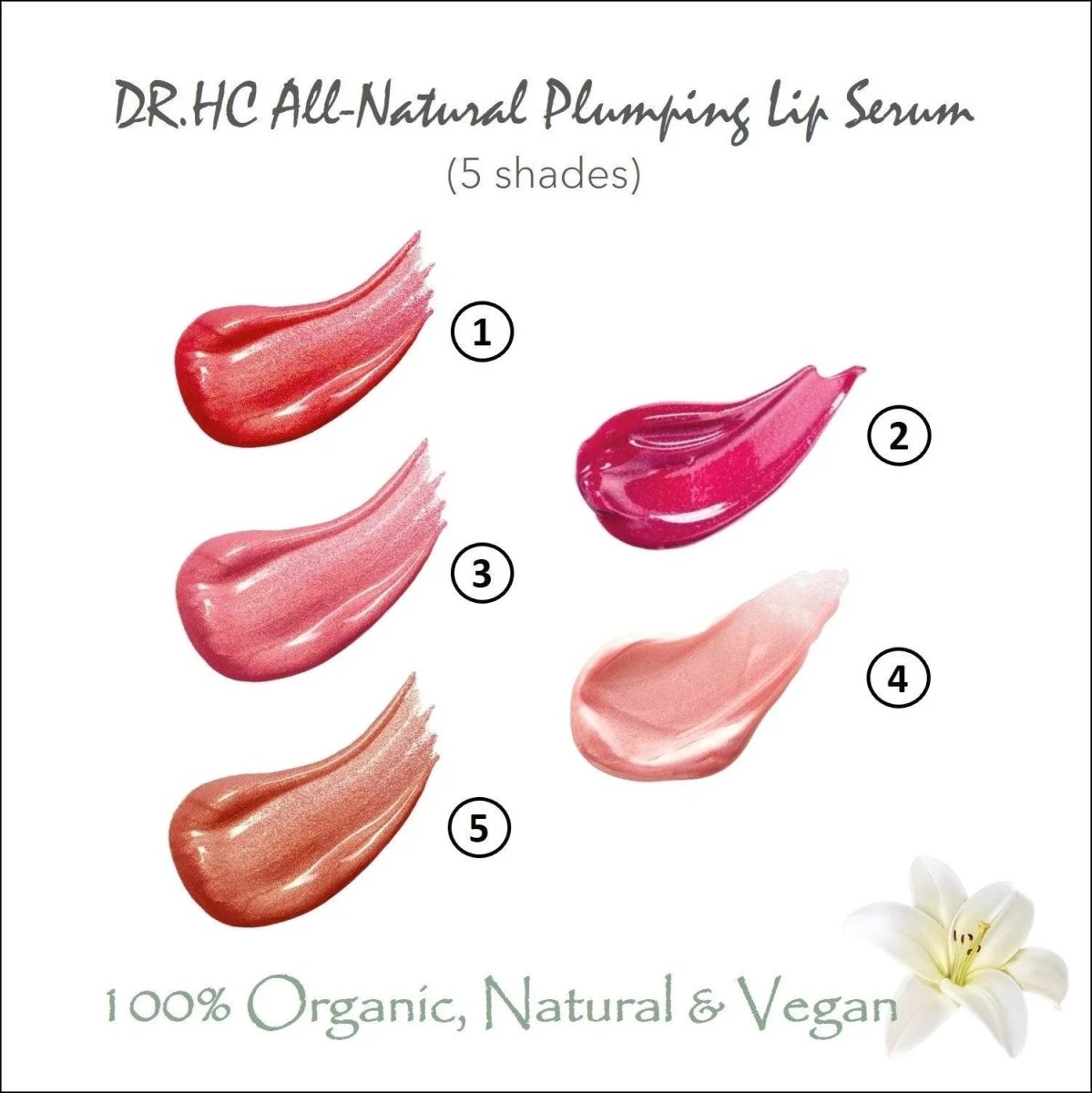 DR.HC All-Natural Plumping Lip Serum (5 Shades) (8g, 0.28oz.) (Plumping, Anti-pigmentation, Anti-aging, Hydrating...)Lip Makeup