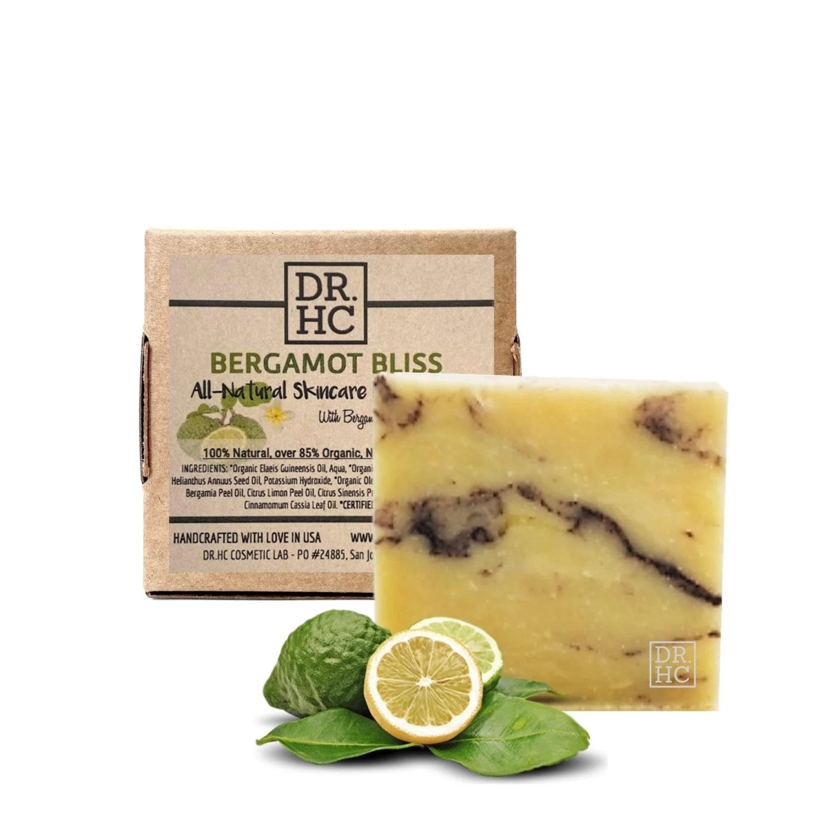 DR.HC All-Natural Skincare Face Soap - Bergamot Bliss (110g, 3.8oz.) (Anti-acne, Skin brightening, Oil balancing, Anti-aging...)Face Soap Bar