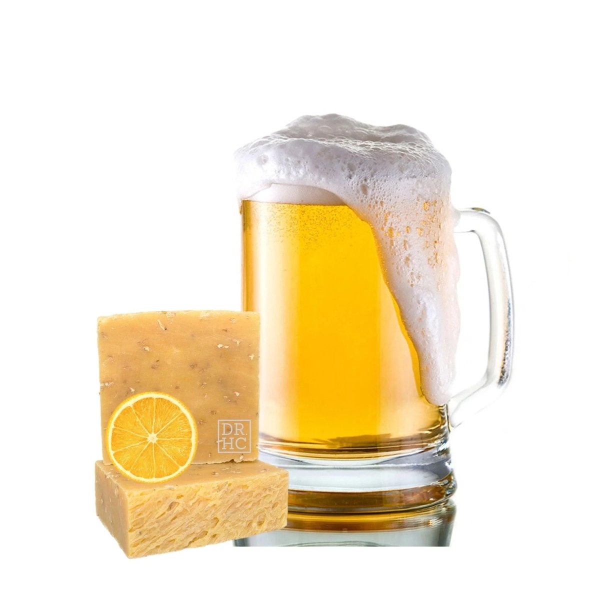 DR.HC All-Natural Skincare Face Soap - Citrus Beer (110g, 3.8oz.) (Anti-aging, Skin brightening, Anti-blemish, Exfoliating...)Face Soap Bar Hair & Body Scrub