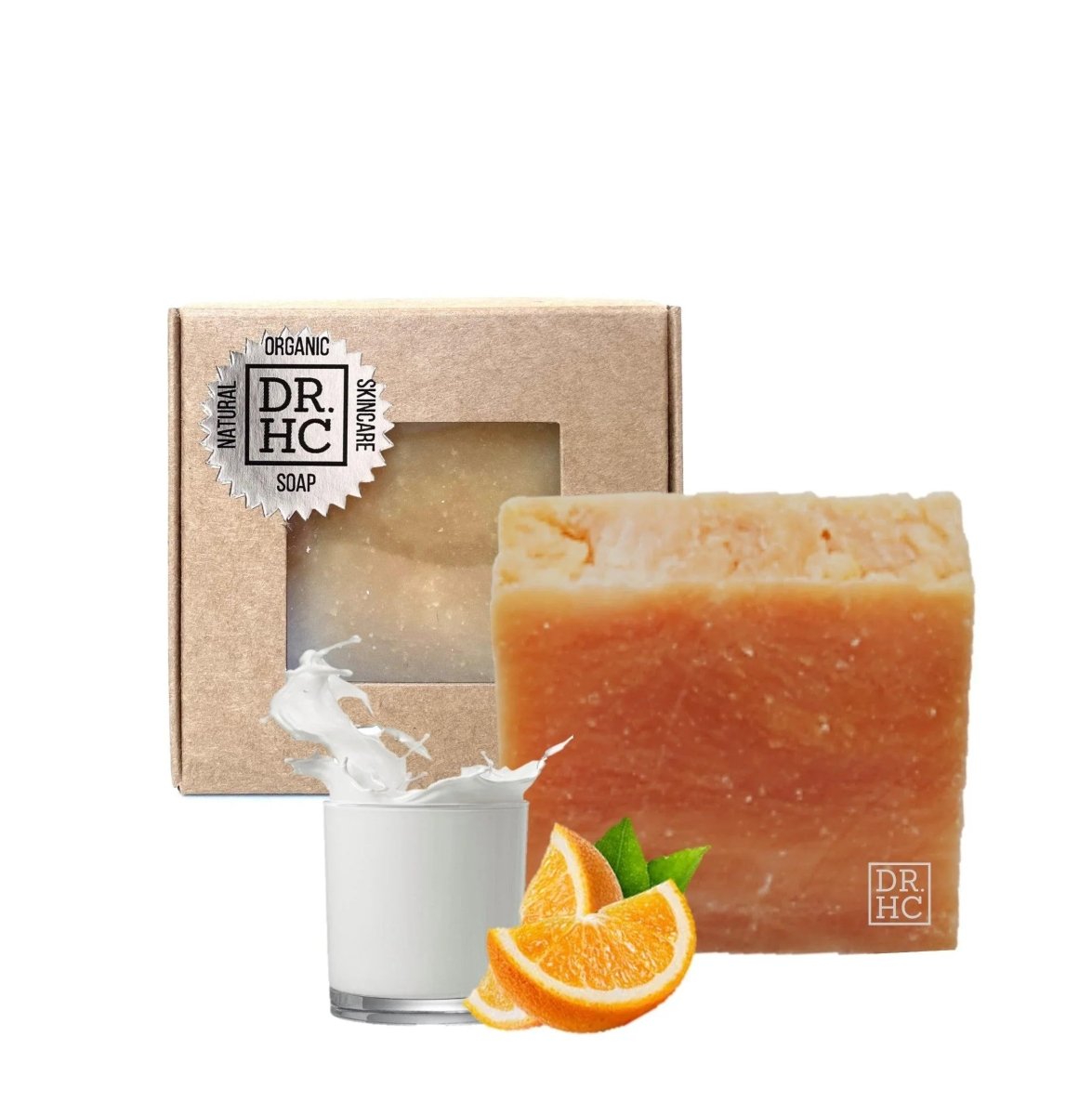 DR.HC All-Natural Skincare Face Soap - Goat Milk Orange (110g, 3.8oz.) (Skin brightening, Anti-aging, Anti-acne, Skin recovery...)Face Soap Bar