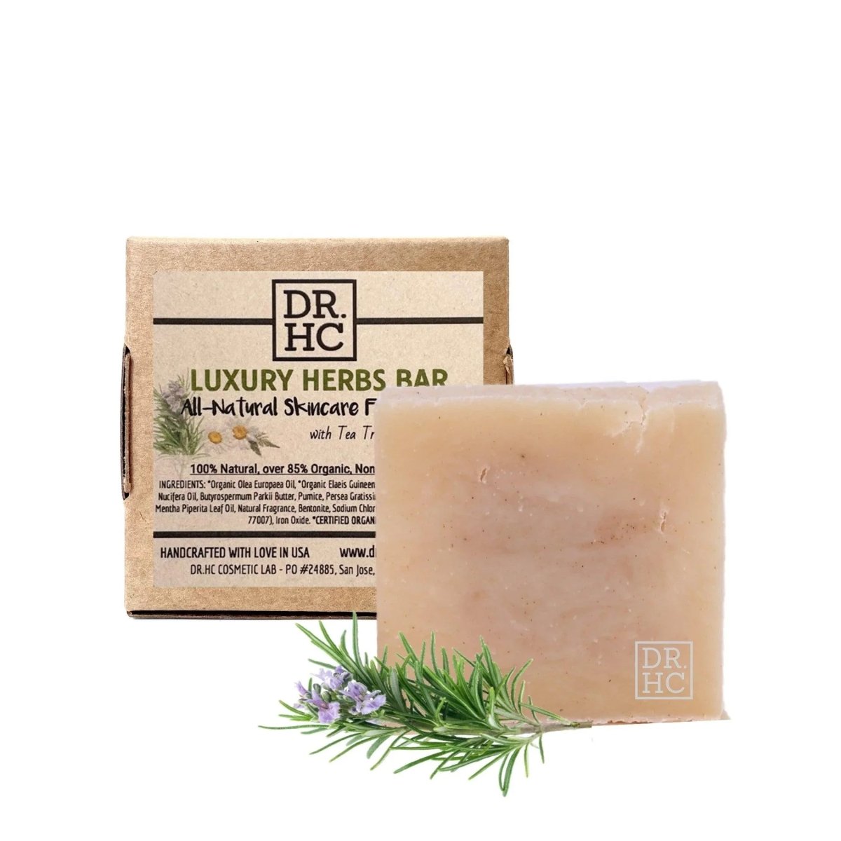 DR.HC All-Natural Skincare Face Soap - Luxury Herbs Bar (110g, 3.8oz.) (Pore Shrinking, Anti-acne, Anti-dandruff, Anti-hair loss...)Face Soap Bar