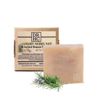 DR.HC All-Natural Skincare Face Soap - Luxury Herbs Bar (110g, 3.8oz.) (Pore Shrinking, Anti-acne, Anti-dandruff, Anti-hair loss...)Face Soap Bar