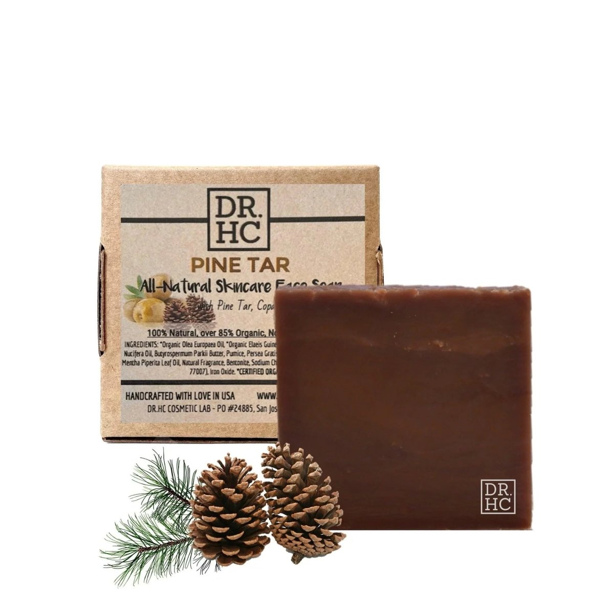 DR.HC All-Natural Skincare Face Soap - Pine Tar (110g, 3.8oz) (Anti-scar, Skin recovery, Anti-aging, Anti-inflammatory...)Face Soap Bar