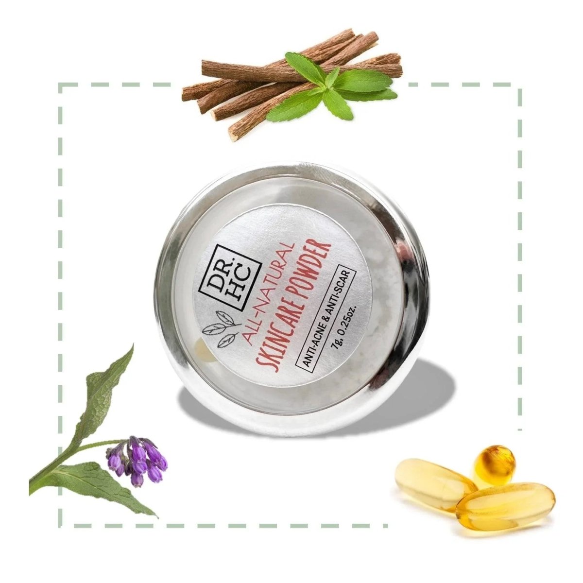 DR.HC All-Natural Skincare Powder (Type: Anti-Acne & Anti-Scar with Licorice + Allantoin + B5) (10g, 0.35oz.) (Skincare Powder + Setting Powder)Face Makeup Powder Skincare Powder