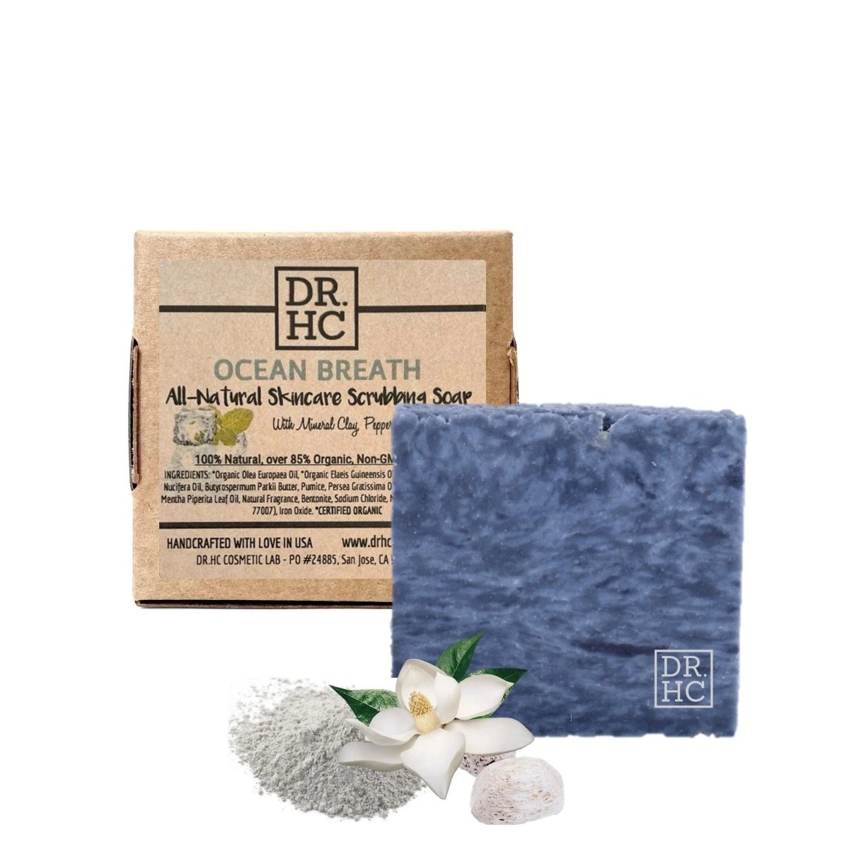 DR.HC All-Natural Skincare Scrubbing Soap - Ocean Breath (110g, 3.8oz.) (Exfoliating, Detoxifying, Anti-aging, Toning...)Soap Bar Hair & Body Scrub