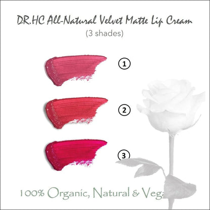DR.HC All-Natural Velvet Matte Lip Cream (3 Shades) (5g, 0.18oz.) (Anti-aging, Healing, Moisturizing, Anti-inflammatory...)Lip Makeup