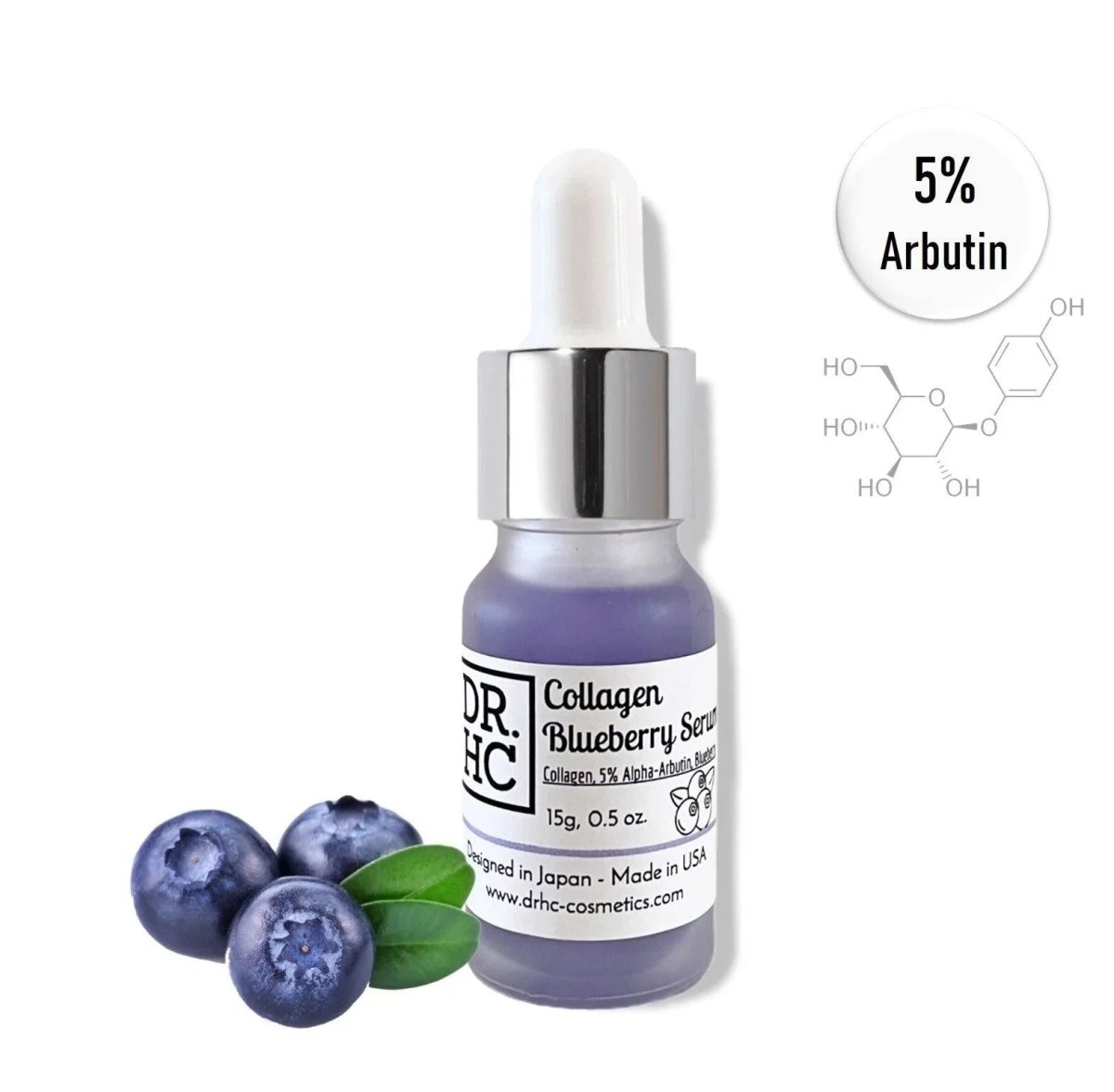DR.HC Arbutin Collagen Blueberry Serum (15g, 0.5oz.) (with 5% Alpha-Arbutin, Collagen & Blueberry) (Collagen Supply, Anti-aging, Skin brightening, Skin plumping...)Serum
