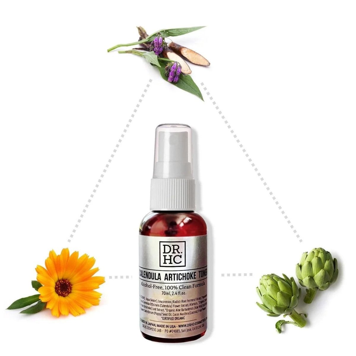 DR.HC Calendula Artichoke Toner (70ml, 2.4 fl.oz.) (Anti-acne, Anti-scar, Skin recovery, Pore shrinking...)Toner