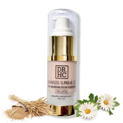 DR.HC Flawless Supreme CC 6 in 1 Nourishing Cream Foundation (5 Shades) (30g, 1oz.) (Natural UV Care, Skin brightening, Anti-acne, Anti-aging...)Face Makeup Foundation Primer Concealer Moisturizer Serum UV Care