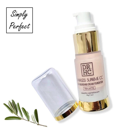 DR.HC Flawless Supreme CC 6 in 1 Nourishing Cream Foundation (5 Shades) (30g, 1oz.) (Natural UV Care, Skin brightening, Anti-acne, Anti-aging...)Face Makeup Foundation Primer Concealer Moisturizer Serum UV Care