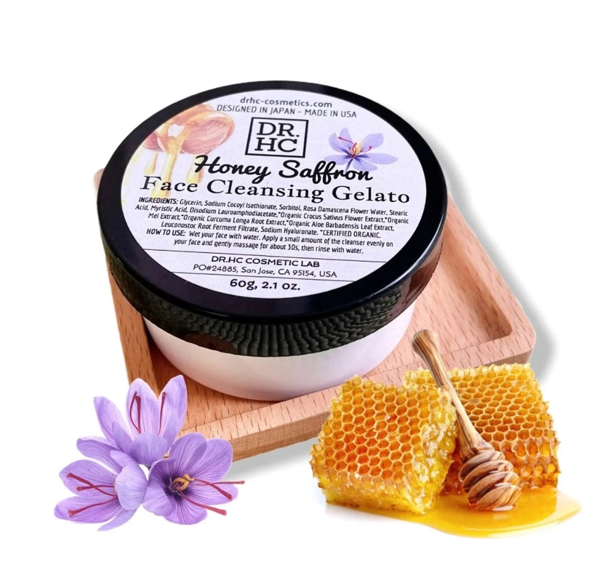 DR.HC Honey Saffron Face Cleansing Gelato (60g, 2.1oz.) (Skin recovery, Anti-scar, Anti-blemish, Anti-aging...)Cleanser
