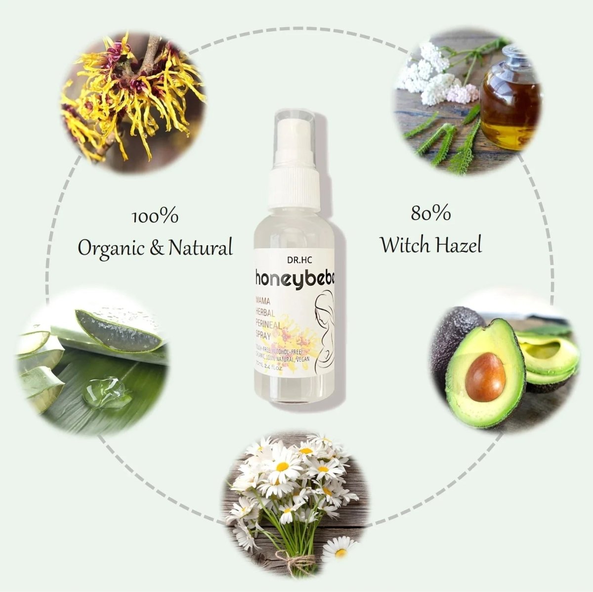 DR.HC Honeybebe' Mama Herbal Perineal Spray for Postpartum Recovery (100% Organic, Natural & Vegan) (70ml, 2.4 fl.oz.)Pregnancy