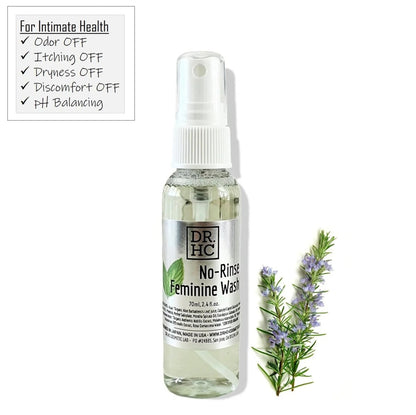 DR.HC No-Rinse Feminine Wash (70ml, 2.4 fl.oz.) (pH Balancing, Deodorant, Hydrating, Anti-itching, Anti-dryness, Anti-inflammatory...)Feminine Hair & Body Wash