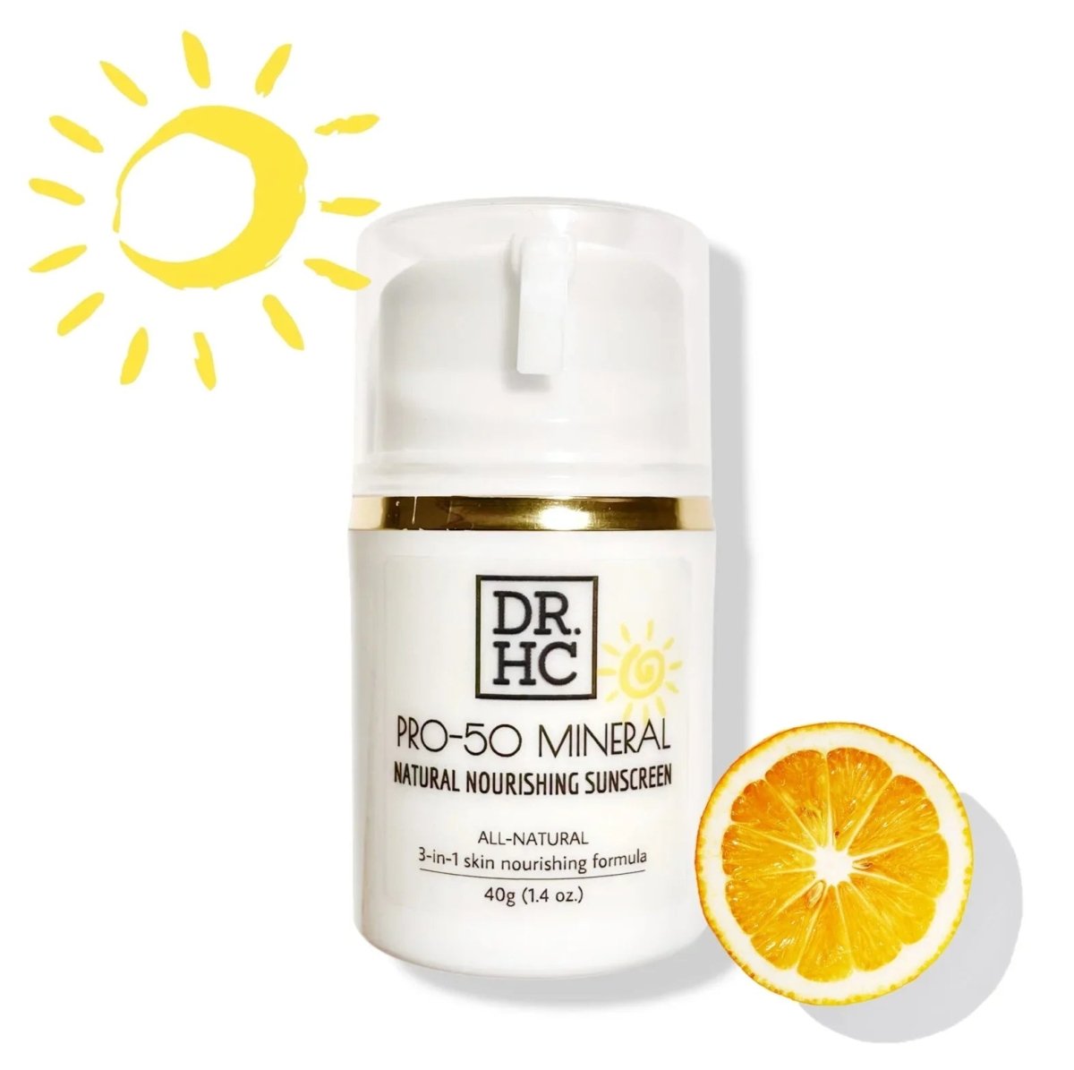 DR.HC Pro-50 Mineral Natural Nourishing Sunscreen (40g, 1.4oz.) (Natural UV Care, Skin brightening, Anti-aging, Damage Repair, Anti-inflammatory...)Moisturizer UV Care