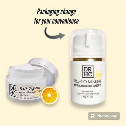 DR.HC Pro-50 Mineral Natural Nourishing Sunscreen (40g, 1.4oz.) (Natural UV Care, Skin brightening, Anti-aging, Damage Repair, Anti-inflammatory...)Moisturizer UV Care