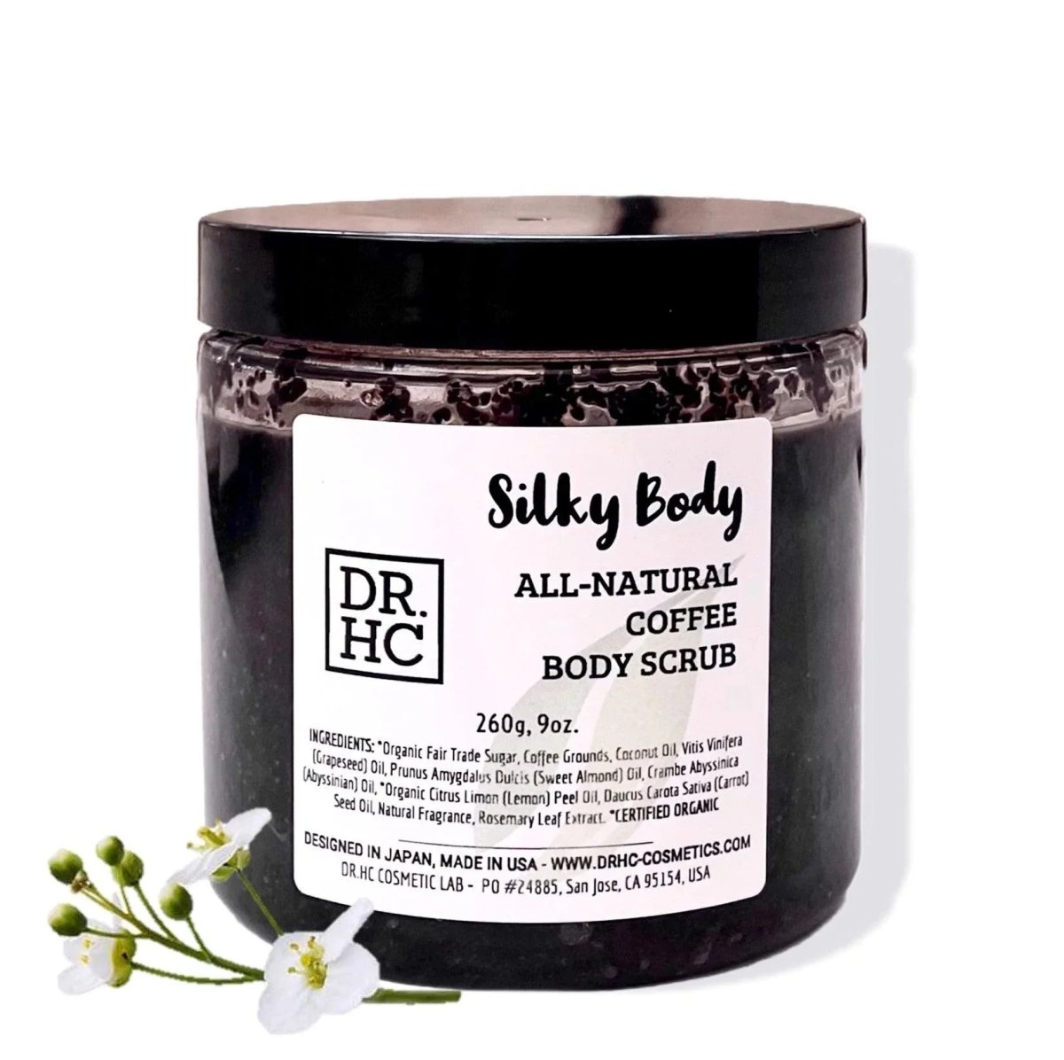 DR.HC Silky Body All-Natural Coffee Body Scrub (260g, 9oz.) (Skin brightening, Anti-aging, Anti-acne, Detoxifying, Softening...)Hair & Body Scrub