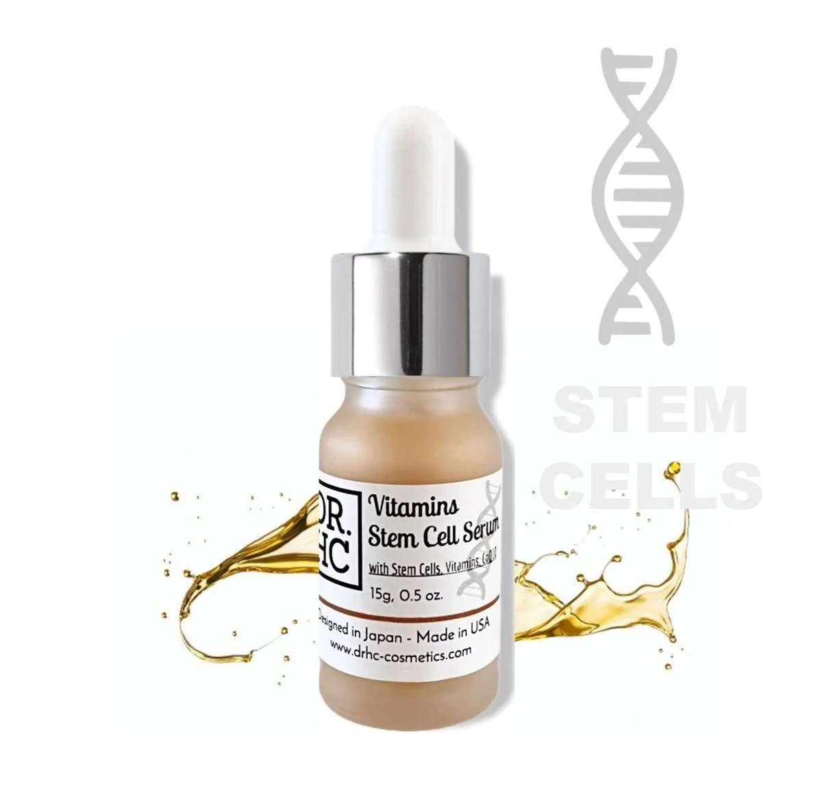 DR.HC Vitamins Stem Cell Serum (15g, 0.5oz.) (with Plant Stem Cells, Multi-Vitamins & CoQ10) (Skin recovery, Firming, Plumping, Age-reversing, Toning...)Serum