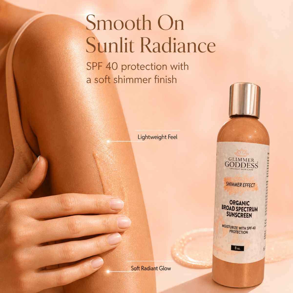 Goddess Glow Shimmer Suntan Lotion SPF 40 – Reef-Safe RadianceLotions & Creams