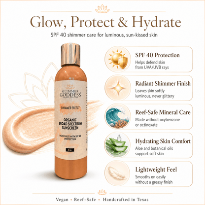 Goddess Glow Shimmer Suntan Lotion SPF 40 – Reef-Safe RadianceLotions & Creams