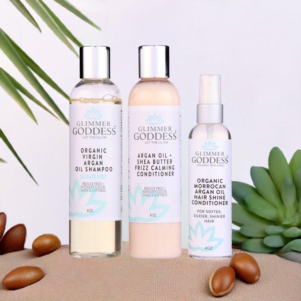 Organic Argan Oil Hair Treatment Trio – Hydrating 3-Step System-3