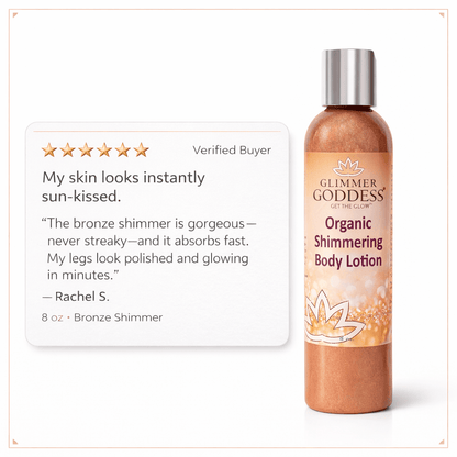 Organic Bronze Shimmer Body Lotion - Level 2 & Level 3 Shimmer, 4oz & 8ozShimmer