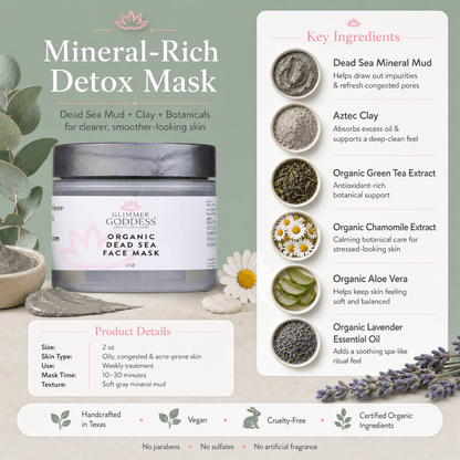 Organic Dead Sea Mud Mask With Bentonite Clay - Exfoliate & RejuvenateMasks & Peels