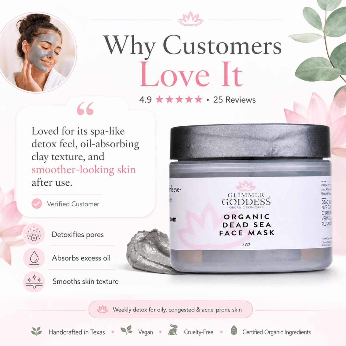 Organic Dead Sea Mud Mask With Bentonite Clay - Exfoliate & RejuvenateMasks & Peels