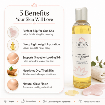 Organic Facial Massage Oil with Sweet Almond, Rosehip & Squalane – Anti-Aging Face OilMoisturizers