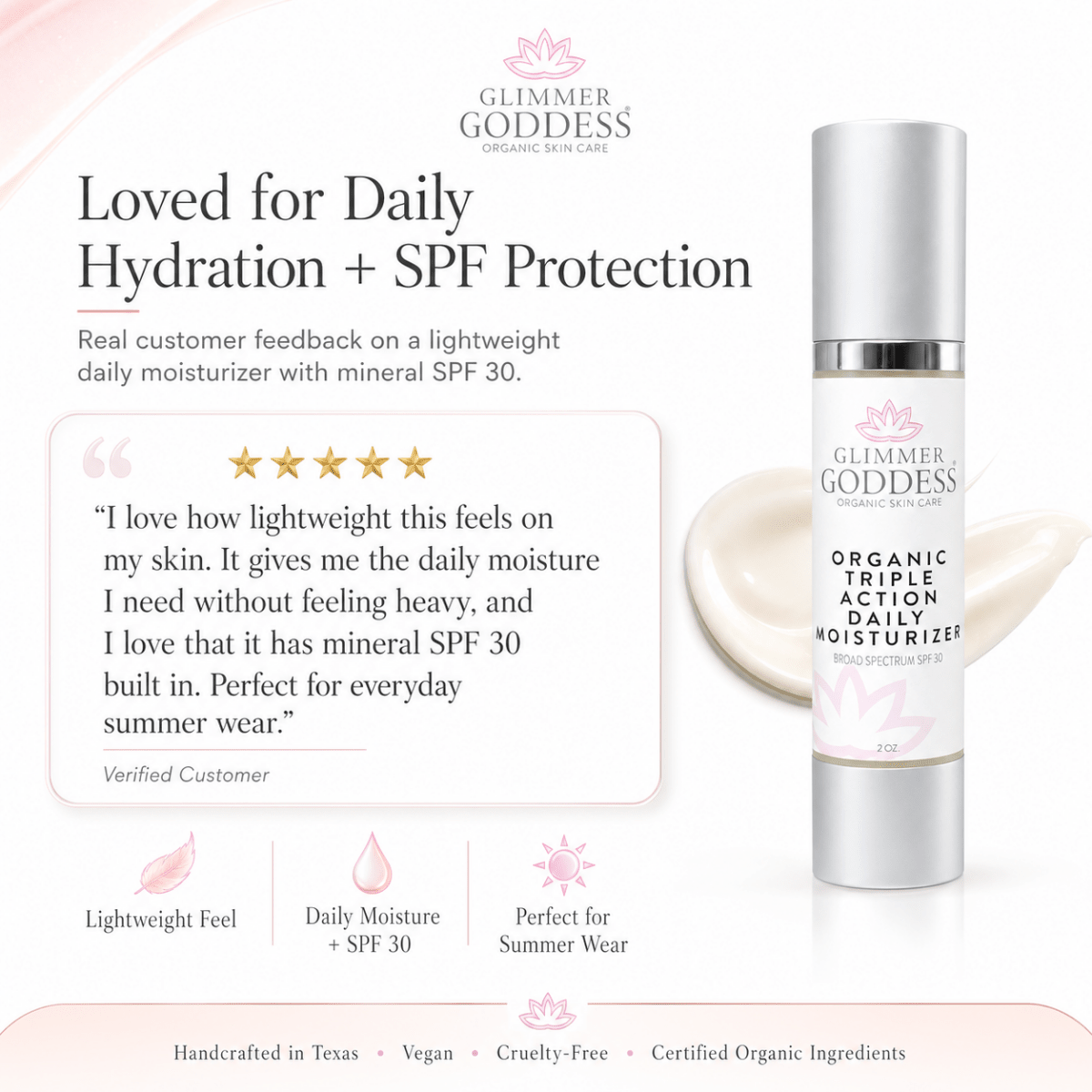 Organic SPF 30 Face Cream for Hydration, Firming & Sun ProtectionMoisturizers