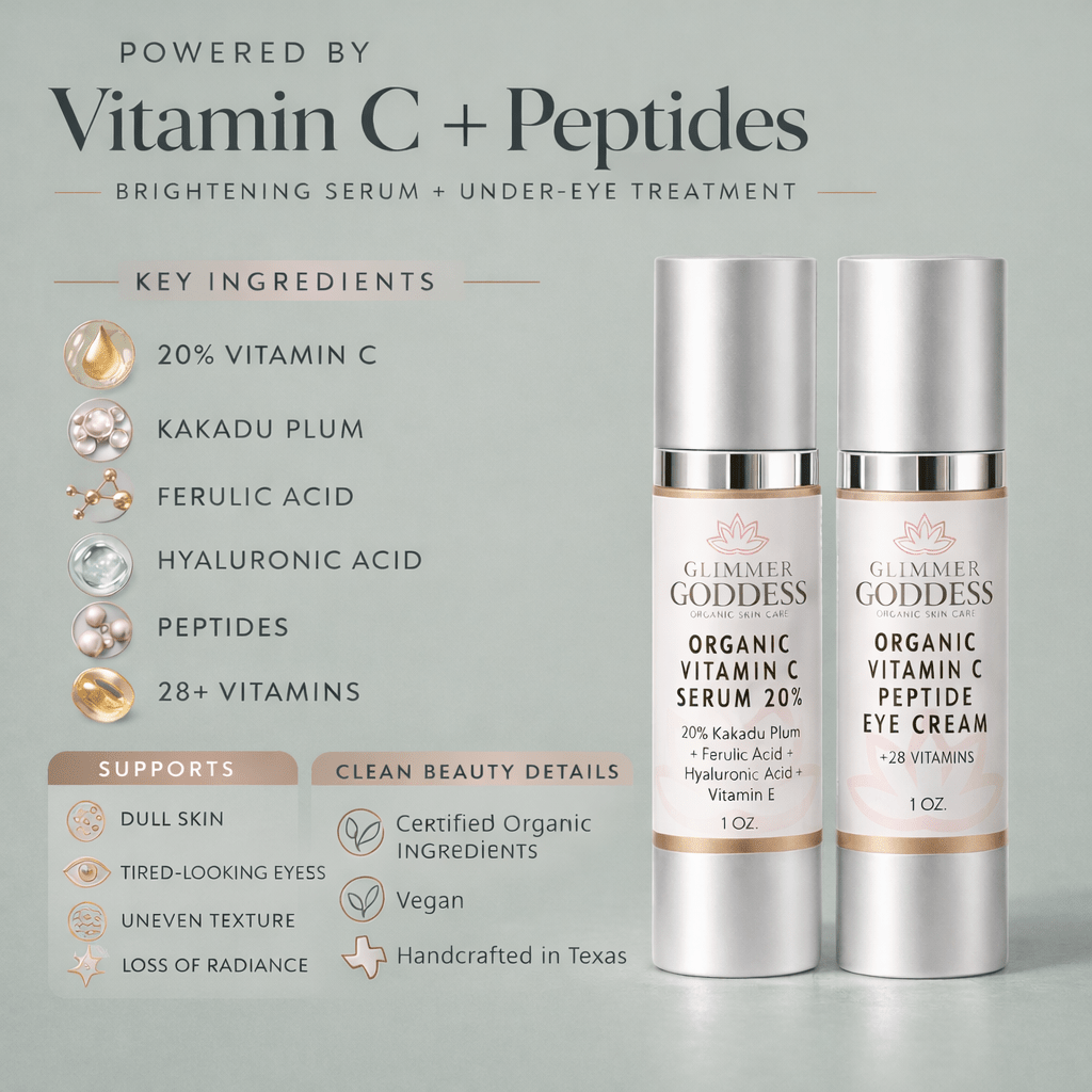 Organic Vitamin C Glow Duo – 20% Vitamin C Serum + Peptide Eye Serum for Radiant SkinSerums