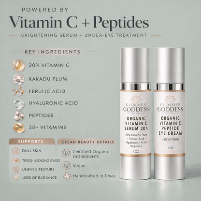 Organic Vitamin C Glow Duo – 20% Vitamin C Serum + Peptide Eye Serum for Radiant SkinSerums