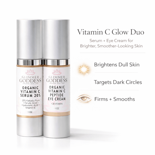 Organic Vitamin C Glow Duo – 20% Vitamin C Serum + Peptide Eye Serum for Radiant SkinSerums