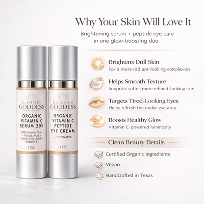 Organic Vitamin C Glow Duo – 20% Vitamin C Serum + Peptide Eye Serum for Radiant SkinSerums