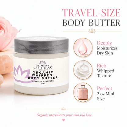 Organic Whipped Body Butter 2 oz – Mini Travel Size for Dry Skin & EczemaLotions & Creams
