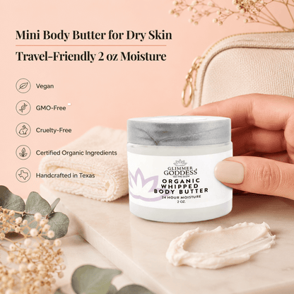 Organic Whipped Body Butter 2 oz – Mini Travel Size for Dry Skin & EczemaLotions & Creams