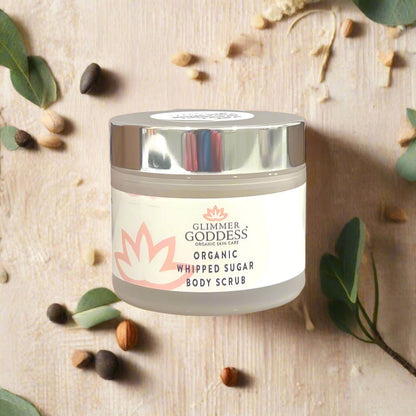 Organic Whipped Sugar Body Scrub 2 oz – Travel Size Crepey Skin Treatment & Exfoliator-3