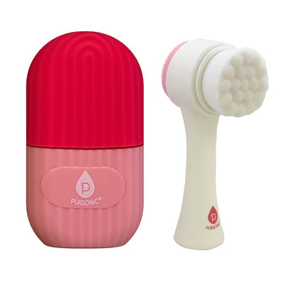 Perfect Skincare Duo: Ice Cube Facial Roller Massager for Face, Eyes, and Neck & Dual Sided Facial Cleansing BrushBeauty & Personal Care