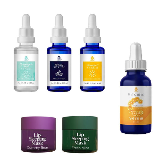 Pursonic Complete Radiance Bundle: Vitamin C Serum (3 oz), Anti-Aging Serum Set & Lip Sleeping Masks – Gummy Bear & Fresh MintBeauty & Personal Care